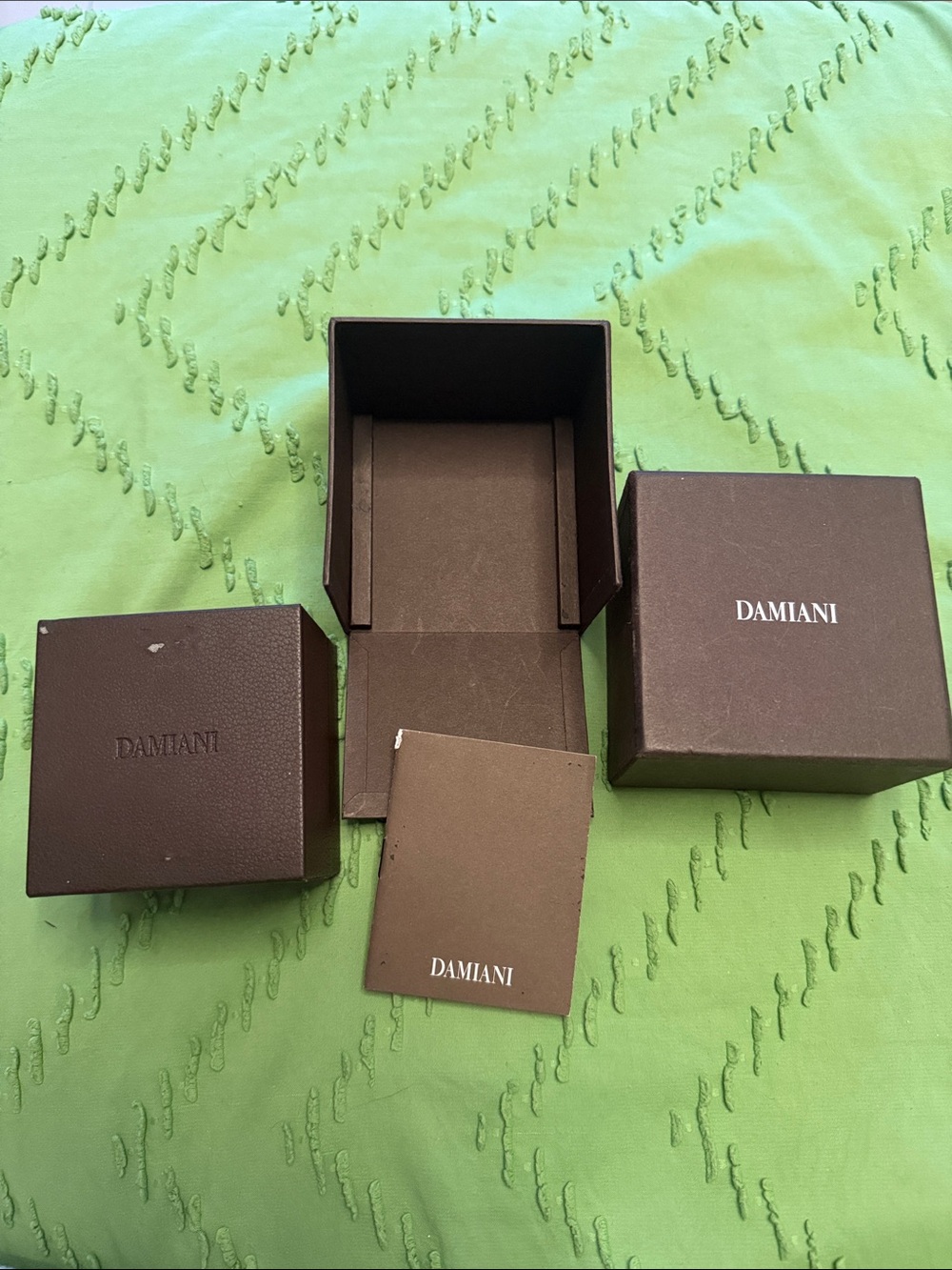 Damiani Brown Textured Jewelry Box with Embossed Logo